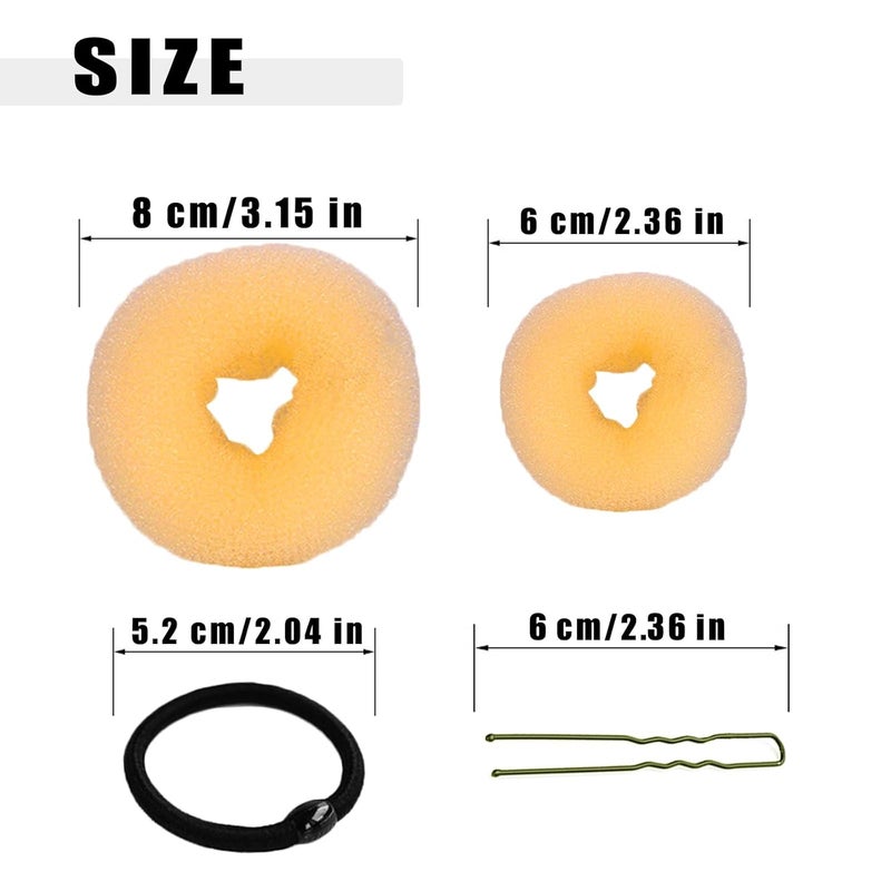 FORESRUM 10 Pcs Hair Bun Maker - Donut Bun Maker for Hair(5 medium and 5 small),Ballet Bun for Women and Kids with Elastic Hair Ties, Hair Pins(Golden) - Image 4